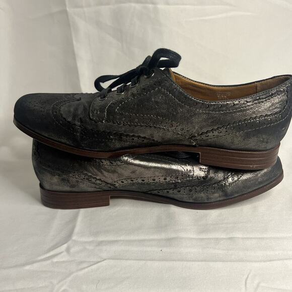 Earthies Santana Pewter Shoes Womens 8.5B Gray Leather Lace Up Wingtip Oxford - Picture 9 of 12